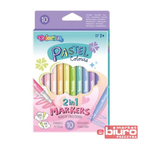 FLAMASTRY DWUSTRONNE 10 KOLORÓW PASTEL PATIO