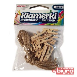 KLAMERKI 2,5CM SPNZ25 NATURALNE + SZNUREK BREWIS