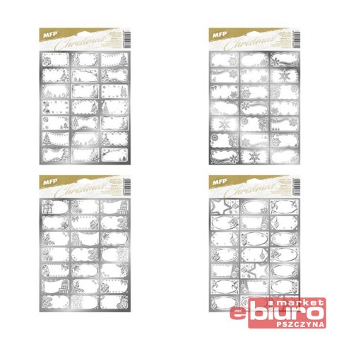 NAKLEJKI NA PREZENTY BN SREBNE 200X300MM 21SZT