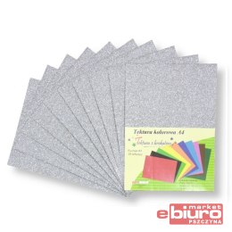 TEKTURA GŁADKA A4 BROKAT SREBRNA A'10