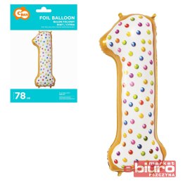 BALON FOLIOWY CYFRA 1 CIASTECZKI 78CM GODAN