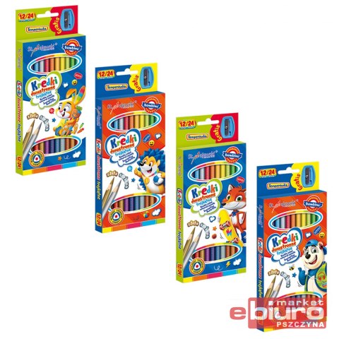 KREDKI OŁÓWKOWE 12/24 KOLORÓW 18 CM+TEM BAMBINO