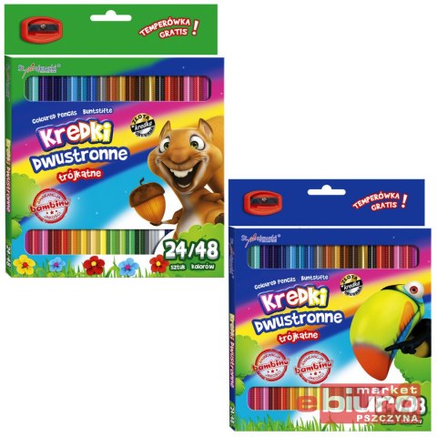 KREDKI OŁÓWKOWE 24/48 KOLORÓW 18 CM+TEM.BAMBINO