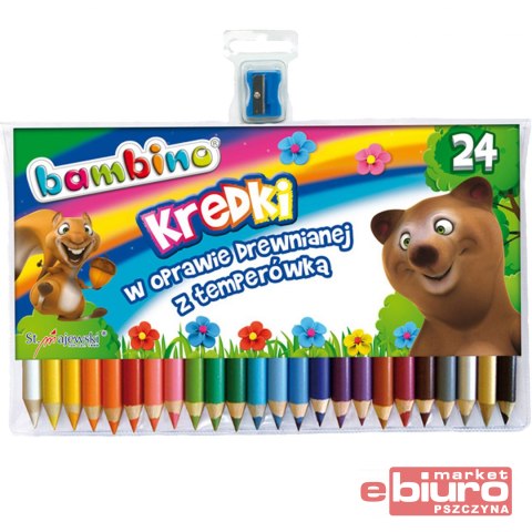 KREDKI OŁÓWKOWE GRUBE 24 KOLORY BAMBINO