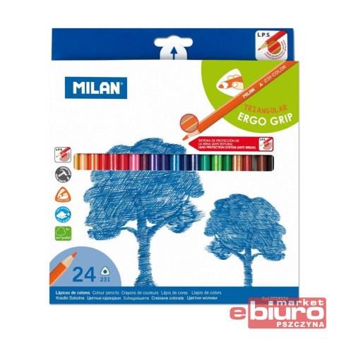 KREDKI OŁÓWKOWE TRÓJKĄTNE 24 KOLORY 0728324 MILAN