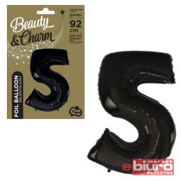 BALON FOLIOWY CYFRA 5 CZARNA 92CM GODAN