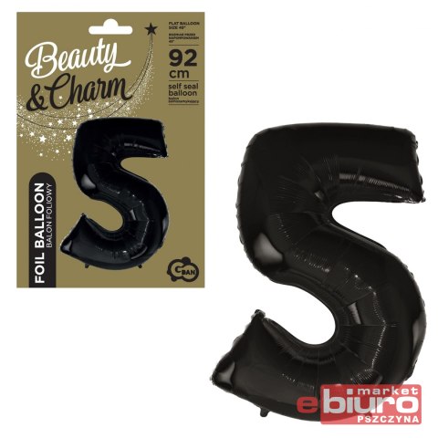 BALON FOLIOWY CYFRA 5 CZARNA 92CM GODAN