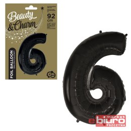 BALON FOLIOWY CYFRA 6 CZARNA 92CM GODAN