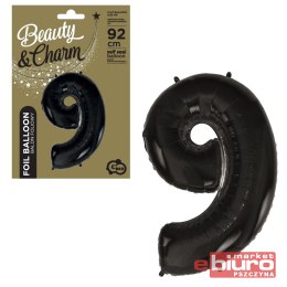 BALON FOLIOWY CYFRA 9 CZARNA 92CM GODAN