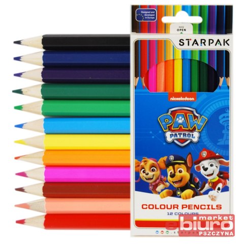 KREDKI OŁÓWKOWE 12 KOLORÓW PAW PSI PATROL STK