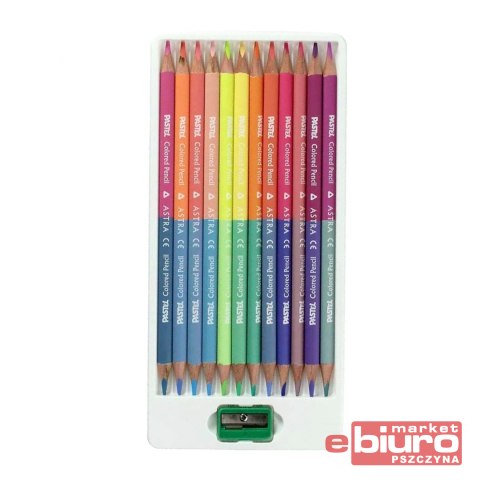 KREDKI OŁÓWKOWE DWUSTRONNE PASTELOWE 12/24 ASTRA