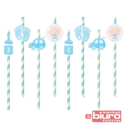 SŁOMKI PAPIEROWE B&G BABYBOY JNIEBIESKIE 20CM 8SZT