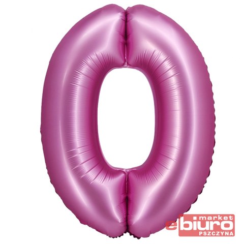 BALON FOLIOWY B&C "CYFRA 0" SATYNOWA RÓŻOWA 76CM