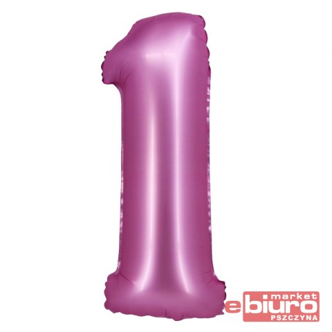 BALON FOLIOWY B&C "CYFRA 1" SATYNOWA RÓŻOWA 76CM