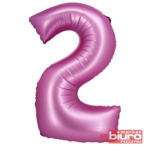 BALON FOLIOWY B&C "CYFRA 2" SATYNOWA RÓŻOWA 76CM