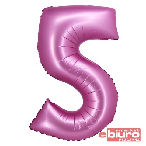 BALON FOLIOWY B&C "CYFRA 5" SATYNOWA RÓŻOWA 76CM
