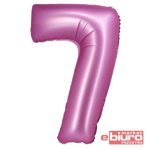 BALON FOLIOWY B&C "CYFRA 7" SATYNOWA RÓŻOWA 76CM