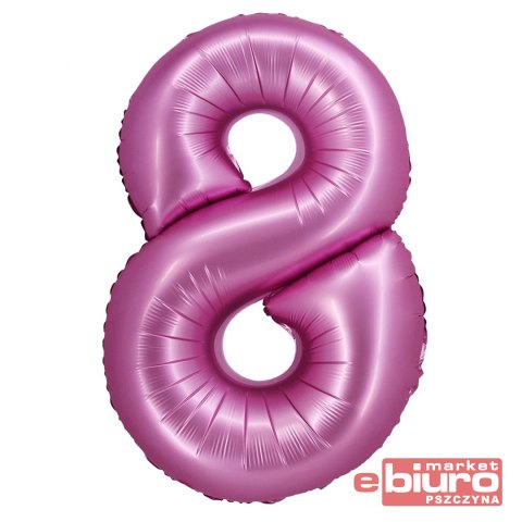 BALON FOLIOWY B&C "CYFRA 8" SATYNOWA RÓŻOWA 76CM