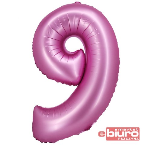 BALON FOLIOWY B&C "CYFRA 9" SATYNOWA RÓŻOWA 76CM