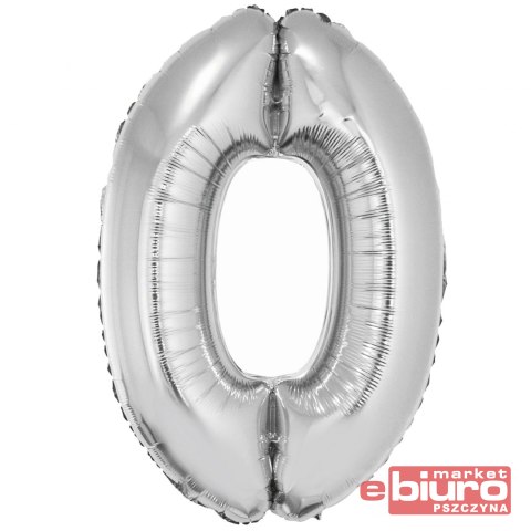 BALON FOLIOWY SMART "CYFRA 0" SREBRNA 76CM