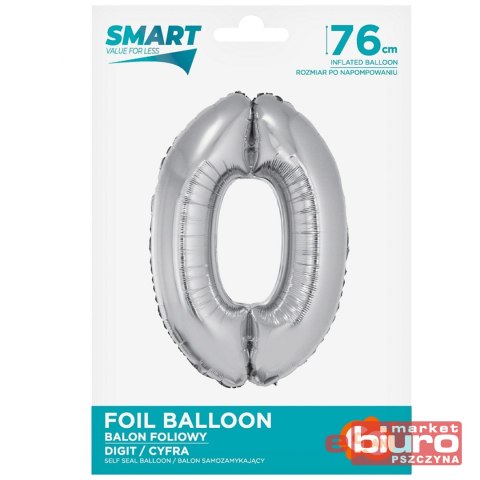 BALON FOLIOWY SMART "CYFRA 0" SREBRNA 76CM