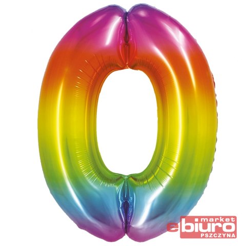 BALON FOLIOWY SMART "CYFRA 0" TĘCZOWA 76CM