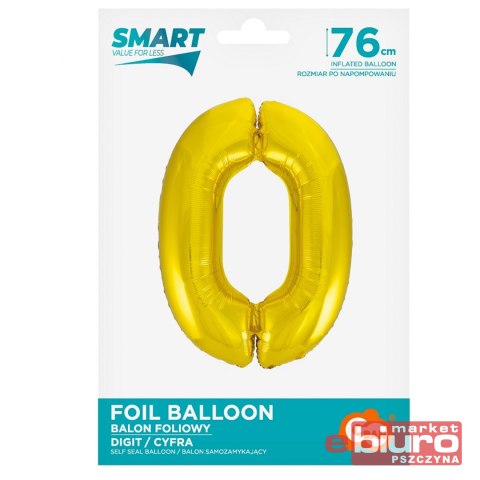 BALON FOLIOWY SMART "CYFRA 0" ZŁOTA 76CM