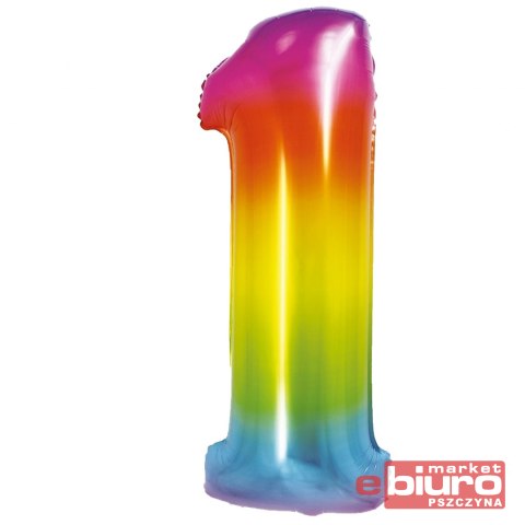BALON FOLIOWY SMART "CYFRA 1" TĘCZOWA 76CM