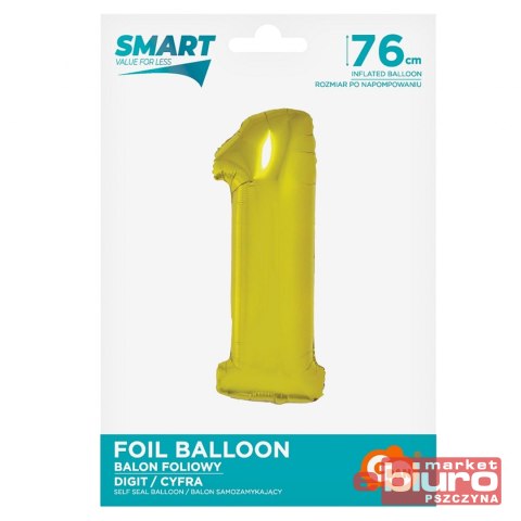 BALON FOLIOWY SMART "CYFRA 1" ZŁOTA 76CM