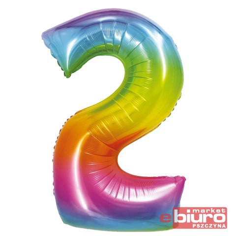 BALON FOLIOWY SMART "CYFRA 2" TĘCZOWA 76CM