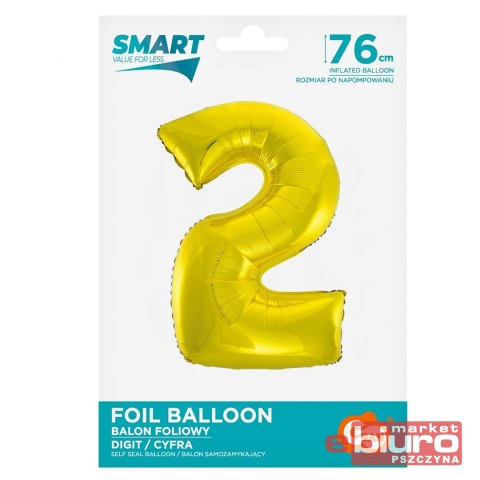 BALON FOLIOWY SMART "CYFRA 2" ZŁOTA 76CM