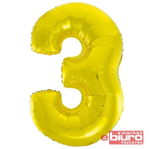 BALON FOLIOWY SMART "CYFRA 3" ZŁOTA 76CM