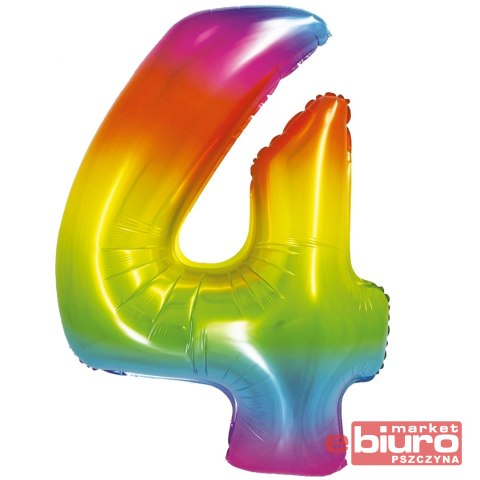 BALON FOLIOWY SMART "CYFRA 4" TĘCZOWA 76CM