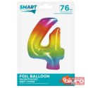BALON FOLIOWY SMART "CYFRA 4" TĘCZOWA 76CM