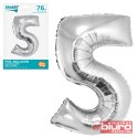BALON FOLIOWY SMART "CYFRA 5" SREBRNA 76CM