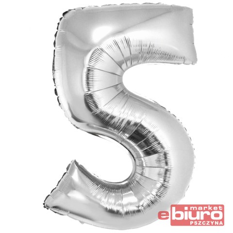 BALON FOLIOWY SMART "CYFRA 5" SREBRNA 76CM