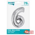 BALON FOLIOWY SMART "CYFRA 6" SREBRNA 76CM