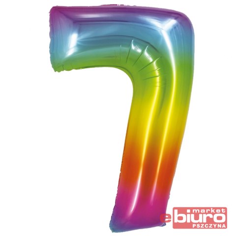 BALON FOLIOWY SMART "CYFRA 7" TĘCZOWA 76CM