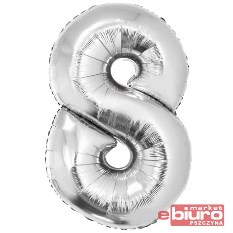 BALON FOLIOWY SMART "CYFRA 8" SREBRNA 76CM