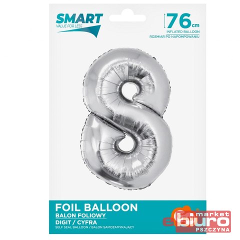 BALON FOLIOWY SMART "CYFRA 8" SREBRNA 76CM
