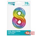 BALON FOLIOWY SMART "CYFRA 8" TĘCZOWA 76CM