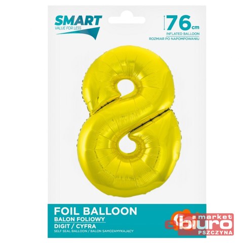 BALON FOLIOWY SMART "CYFRA 8" ZŁOTA 76CM