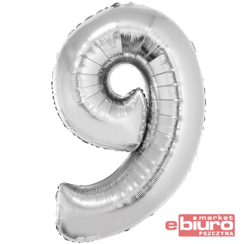 BALON FOLIOWY SMART "CYFRA 9" SREBRNA 76CM