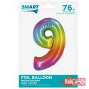 BALON FOLIOWY SMART "CYFRA 9" TĘCZOWA 76CM