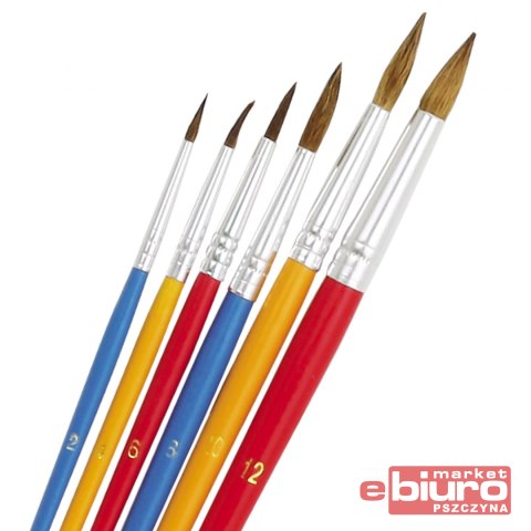 PĘDZLE AKWARELOWE 252B - 6 SZTUK OKRĄGŁE GRAND