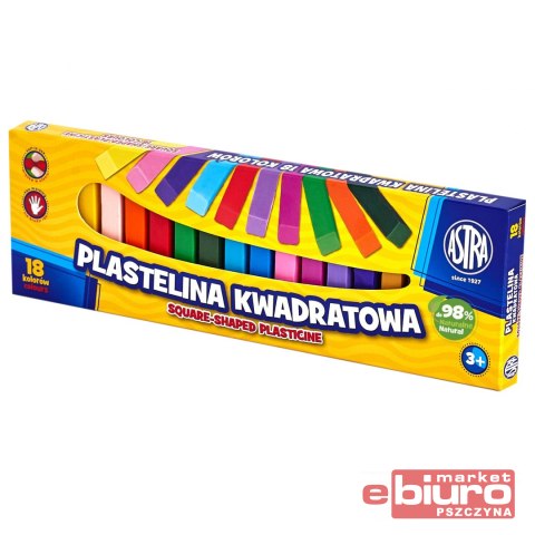 PLASTELINA KWADRATOWA 18 KOLORÓW ASTRA