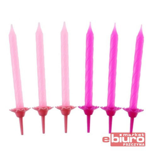 ŚWIECZKI URODZINOWE 24/12 RÓŻOWE WZÓR 2 GODAN