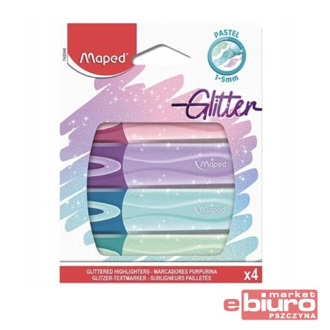 ZAKREŚLACZ MAPED FLUO PEPS PASTEL BROKAT 4 SZT ETUI