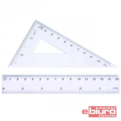 ZESTAW GEOMETRYCZNY SZKOLNY LINIJKA 15CM BL001-AK