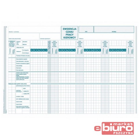 EWIDENCJA CZASU PRACY KIEROWCY 817-1